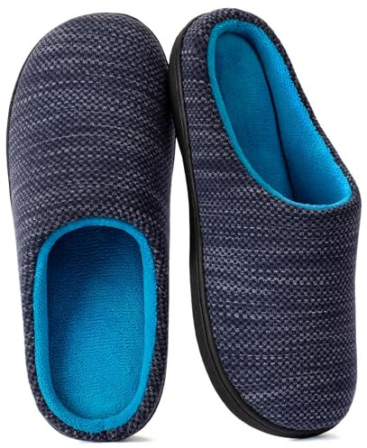 RockDove Damen Hausschuh aus Memory-Schaum mit Vogelaugenstrick, 38/39 EU, Denim und Himmelblau