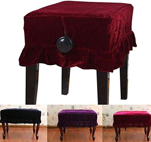 Monkeysell Verstellbarer Holzhocker für Klavierbank, mit Pleuche für Klavier, Einzelsitz, universell (roter Einzelhocker)