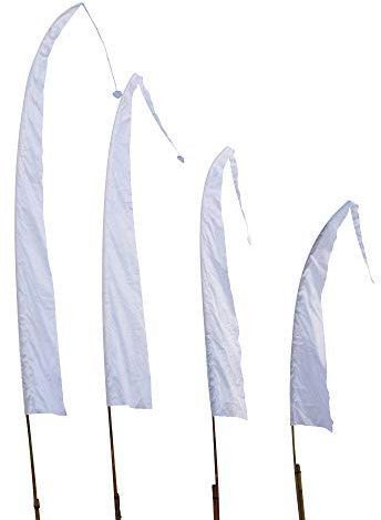 DEKOVALENZ Tessuto per Bandiera Balinese SANUR con Punta a Forma di Cuore, Diversi Colori e Lunghezze, Lunghezza:4 Meter, Colore:Bianco