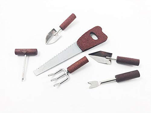 Melody Jane Dolls House Set of Workman Garden Tools & Saw Miniature Garage Shed Accessory