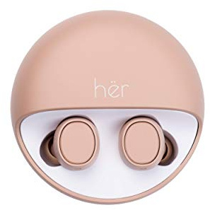 hër in-ear Bluetooth Stereo Headphones wireless Kopfhörer Earbuds Headset kabellos (Mikrofon, Wiedergabezeit: > 3 Std., inkl. Ladebox und Ohrpolster), beige / nude