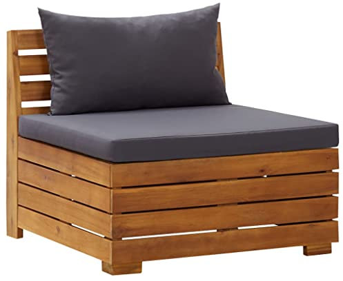 vidaXL Akazienholz Massiv Mittelsofa Modular 1 STK. mit Auflagen Gartensofa Sofa Gartensessel Sessel Gartenmöbel Lounge Einzelsofa Sitzgruppe