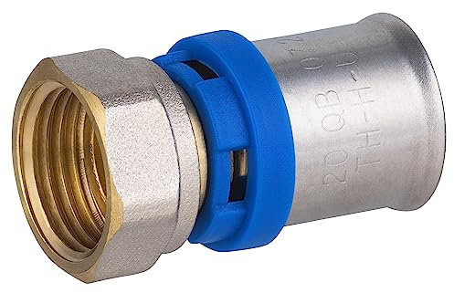 Racor recto hembra Ø20 tuerca libre 1/2 multicapa a prensar | Conexión resistente y duradera | Ideal para instalaciones de fontanería | Fácil instalación y ajuste seguro | QUICK PLOMBERIE