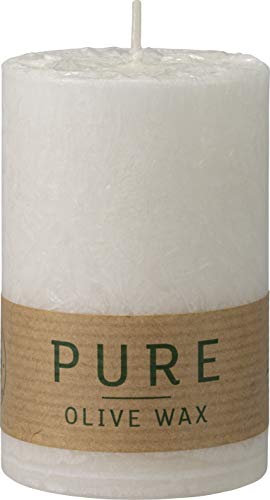 safe candle PURE OLIVE WAX Kerze selbstverlöschend, 4 Stück, umweltfreundlich, plastikfreie Verpackung (60% weniger CO₂), Höhe 9 cm/Ø 6 cm, 27 Std. Brenndauer (Natural)