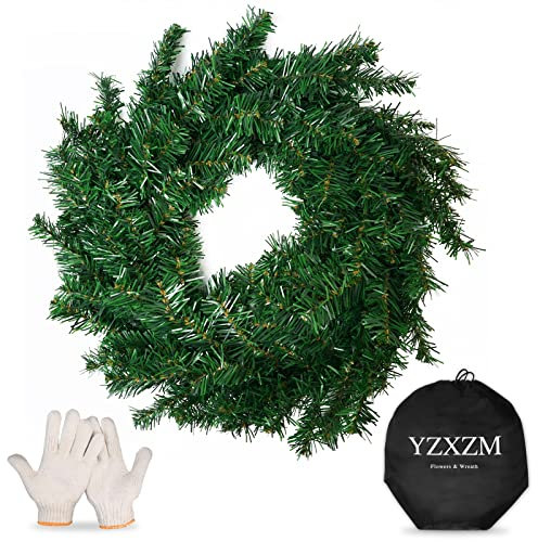 50cm Christmas Wreath with Storage Bag, Artificial Green PVC Door Wreaths, Seasonal Xmas Home Decoration