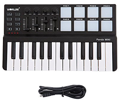 Irfora Tastiera MIDI, Panda mini Portabile Mini 25-Tasti USB Tastiera e Rilievo del Tamburo MIDI Controllore