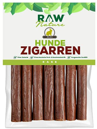 RAW Nature Hunde-Zigarre Hase – 7 Stück, Monoprotein & getreidefrei | Natürlicher Hundesnack aus hochwertigem Muskelfleisch, luftgetrocknet, getreidefrei und mit 98% Fleischanteil.