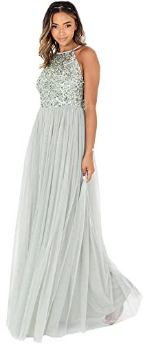 Maya Deluxe Vestido de Novia para Mujer Dama de Honor, Lirio Verde, 36