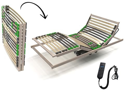 MotoSTAR Lattenrost 80x200cm MotoSTAR ELEKTRISCH VERSTELLBAR Kopf- und Fußteill per Fernbedienung EINSTELLBAR, Härtegrad einstellbar 7 Zonen, 28 Federholzleisten FERTIG MONTIERT, mit Notabsenkung
