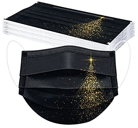 QinMMSPORTS 10 Stück Einweg Erwachsene Mundschutz Weihnachtsmotiv Mund und Nasenschutz Halstuch 3D Druck Weihnachtsmaske Elch Motiv Einmal MNS Mund-Tuch Staubdicht Atmungsaktiv Tücher Bandana Schals