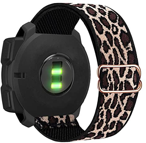 Abanen Elastisches Uhrenarmband für Garmin Instinct 3 45 mm/Instinct 2 Solar, weiches dehnbares Nylon, ultraleichtes Armband für Instinct E 45 mm/Crossover Solar (Leopard)