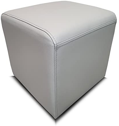 Quattro Meble Echtleder Hocker , viele Größen Echtleder Sitzhocker Rindsleder Sitzwürfel Fußhocker Polsterhocker Echt Leder MDR Light Grey Puff 40 x 40 x H-45 cm