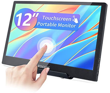 WIMAXIT Moniteur Portable 12 Pouces à écran Tactile, Moniteur VESA 70% sRGB IPS HDR Display pour Ordinateurs avec 2 Ports USB C, Deux Haut-parleurs Mini HDMI avec Support.