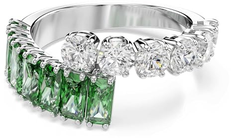 Swarovski Matrix Kollektion Ring, Gemischte Schliffe, Grün, Rhodiniert