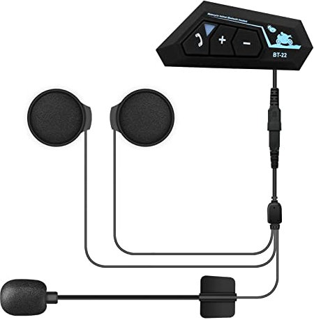 ASHATA Motorrad-Bluetooth-Headset, Helm-Bluetooth-Headset, Freisprecheinrichtung, Rauschunterdrückung, Multifunktionales, Wasserdichtes Bluetooth 5.0, Sprachsteuerungsfunktion, Schwarz
