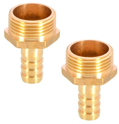 TopHomer Lot de 2 raccords de tuyau BSP en laiton 12 mm cannelés x G3/4 mâle, raccord fileté mâle BSP raccord raccord coupleur en cuivre