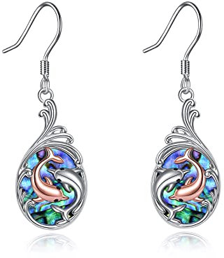 Delphin Ohrringe Sterling Silber Abalone Muschel Delphin Baumeln Ohrringe Delphin Schmuck Geschenke für Deman