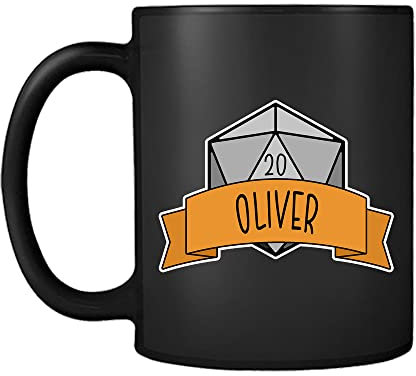 Personalised DND Theme RPG Gamer, Birthday, Christmas, Secret Santa Coffee Tea Daily use Mug Unique Black Satin Ceramic Cup Mug.