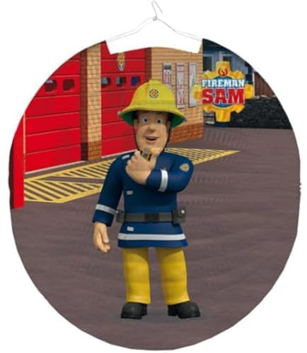 Amscan Lampion * Feuerwehrmann Sam * als Deko für Kindergeburtstag und Party | 25cm, beidseitig bedruckt | Feuerwehr Fireman Kinder Geburtstag Dekoration