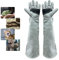 FIPASEN Anti-Morsure Gants de Manutention pour Animal, 60cm Gants de Travail en Cuir pour Le Soudage, Le Jardinage ou la Manipulation de Chat/Chien/Serpent/Lézard/Faucon/Reptile (Couleur Claire)