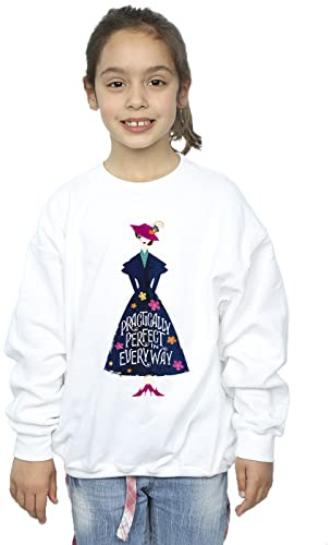 Absolute Cult Mary Poppins Girls Practically Perfect Standing Sweatshirt White 12-13 years