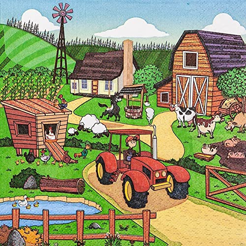 20 Servietten Tierischer Bauernhof | Kinder | Farm | Junge | Mädchen| Tischdeko | Decoupage | Serviettentechnik 33x33cm