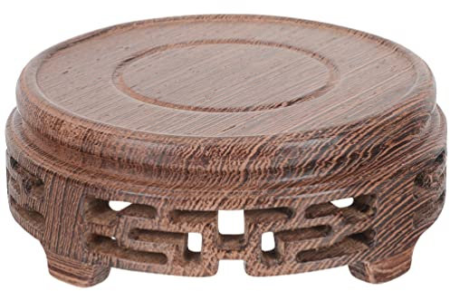 Warmhm Antique Holder Wenge Wood Base Plant Pot Holder Flower Pot Stand Home Plant Rack Small Vase