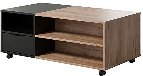 trendteam smart living - Couchtisch Wohnzimmertisch - Wohnzimmer - Kendo - Aufbaumaß (BxHxT) 110 x 44 x 60 cm - Farbe Eiche Kraft Tabak mit Schwarz - 2119112E3