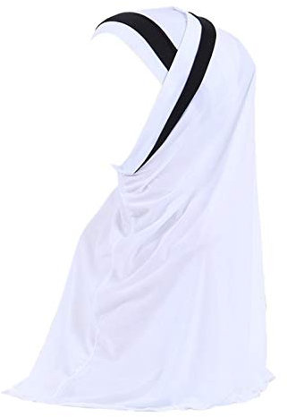 Hijab Double Loop Slip On Schal Pull Over Crepe Praktischer Schal Kopftuch Fashion Patch Hijab #6 Weiß