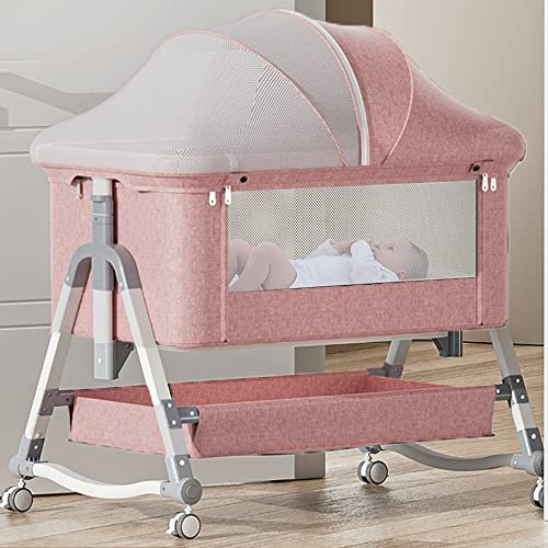 3-in-1-Babywiege,beistellbett baby boxspringbett,Babywippe,Babybett,Nachtwiege für Babys, mit Rollen, höhenverstellbar,mit Moskitonetzen, große Aufbewahrungstasche, für Säuglinge/Babys/Neugeborene ( C
