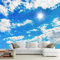 Fototapete 3D Tapete Sonne Weiße Wolken Blauer Himmel Fototapete 3D Effekt Wandtapete Vliestapete Wandbilder XXL Wanddeko Tapeten