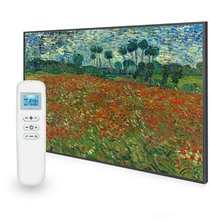 Mirrorstone Artistic 900W Smart Wi-Fi Infrared Picture Heater, Electric Heating Panel, Low Consumption Home Living Room (Poppy Field)