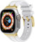 VeveXiao Correa resistente de diseño de lujo compatible con Apple Watch Band de 41mm 40mm 38mm, correa de silicona impermeable de repuesto para iWatch Series 8 7 6 5 4 3 2 1 SE, Blanco dorado