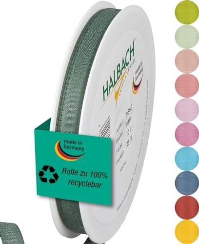 Halbach Seidenbänder Geschenkband | Breite 10mm Länge 25m | Schleifenband made in Germany | Geschenkbänder in Vielzahl von Farben und Breiten, perfekt zum Verpacken und Dekorieren, Farbe: dunkelgrün