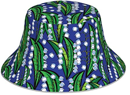 Lsjuee Lily Bud Bucket Hat Bucket Cap Neuheit Wende-Strand-Sonnenhut Fisherman Cap für Damen Herren Schwarz