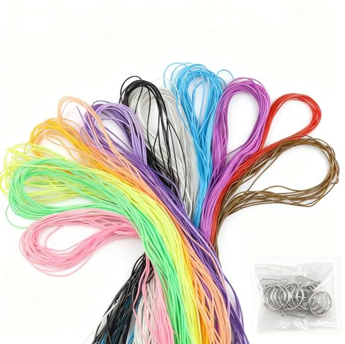 Eterspr 200 Stück Regenbogen Farbe Stretch Schnur Bastelschnur，Nylon Knotenschnur Handstrickschnur, Elastische Faden Perlenschnur Gummiband, Geflochtenes DIY-Seil, Geeignet als Lanyard für DIY-Zubehör