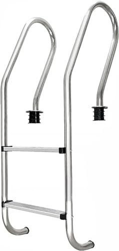 Poolleiter, 304 Edelstahl, 2-stufiger Pool-Handlauf im Boden, Poolleiter mit Rutschfester Trittstufe für Pools, Hotels, Wasserparks
