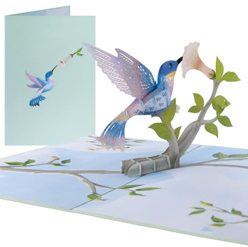 Sweetpopup® Pop Up Karte Kolibri - 3D Karte für Vogelfreunde | Kolibri Geschenk - für Geburtstag, Liebe, Danke, Freundschaft, Naturfans oder besondere Überraschung