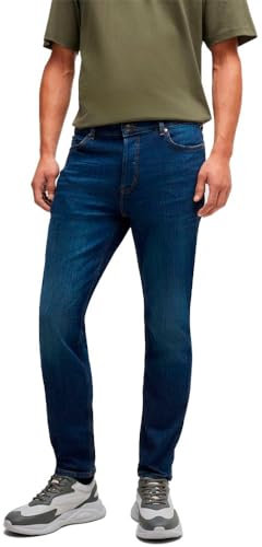 HUGO Herren 634 Tapered-Fit Jeans aus dunkelblauem Stretch-Denim Dunkelblau 31/34