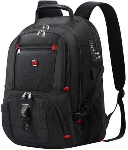 star cloud Schulrucksack Teenager Groß, 18 Zoll Reiserucksack Laptop Rucksack Arbeitsrucksack Herren, Wasserdicht Arbeitstasche Business Travel Backpack, Schultasche für Uni Reise Schul, Schwarz