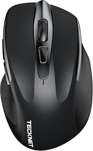 TECKNET Bluetooth Mouse, Rechargeable Bluetooth Wireless Mouse(Tri-Mode: BT 5.0/3.0+2.4G), 4800DPI Adjustable, Silent Ergonomic Wireless Mouse for Laptop PC Computer, Windows Mac OS,6 Buttons, Black