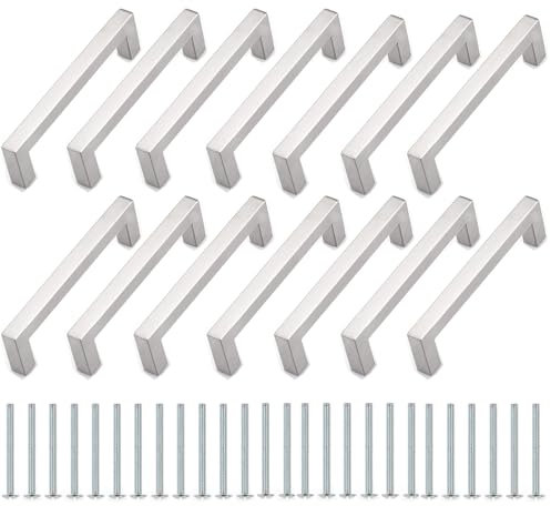 MUXHEL 14PCS Kitchen Cupboard Handles 160mm Hole Centre Kitchen Door Handles Sliver Stainless Steel Kitchen Cabinet Handle T Bar Handle for Drawer Cabinet Furniture