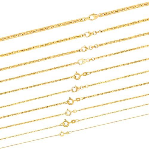 hoplo holzenplotz Massive edle Goldkette Ankerkette diamantiert 750-18 Karat Gold Juwelier Qualität - Made in Germany, Länge:36 cm, Kette-Breite:1.3 mm