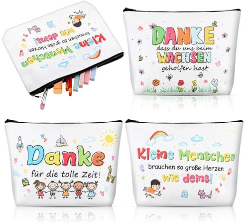 Otuuz 3 Stück Erzieherin Geschenk Kindergarten Abschiedsgeschenk Kosmetiktasche für Lehrerin Dankeschön Geschenk Federmäppchen Make-Up Taschen für Erzieherin Erzieher Kita