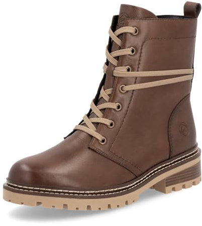 Remonte Damen Combat Boots D0B75, Frauen Stiefeletten,lose Einlage,Winterschuhe,warm,gefüttert,Stiefel,Bootee,Booties,halbstiefel,braun (23),41 EU