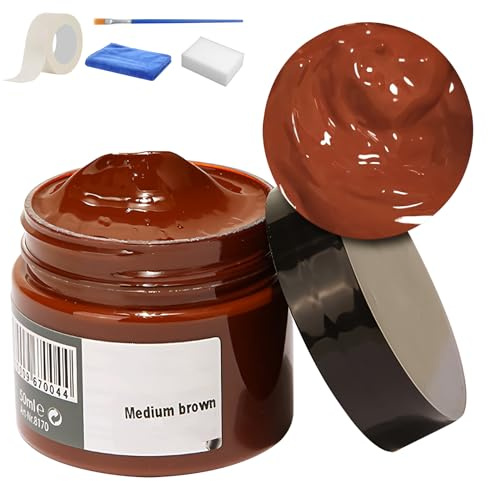 Flüssigleder,Leder Reparatur Set Schwarz,Lederpflege Für Ledercouch,Kunstleder Reparaturset Für Sofa,Autositze,Schuhe Für Reparatur Lederfarbe Auf Verblassten Und Zerkratzten Ledersofas (Medium brown)