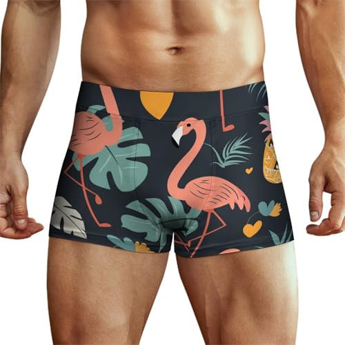 sous-Vêtements pour Hommes Motif De Feuilles De Cœur De Flamant Rose Et D'ananas sous-Vêtements Boxer Extensible pour Homme