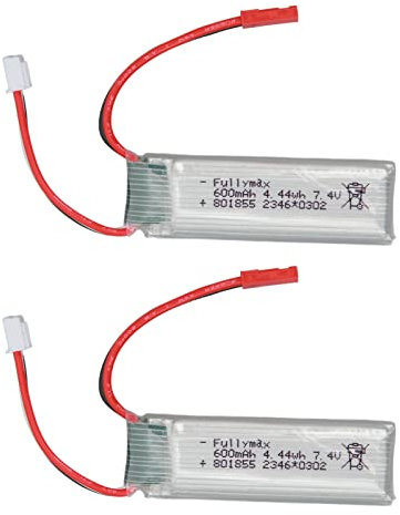 RC Airplane Lithium Battery, 2PCS 7.4V 600mah RC Airplane Replacement Batteries with JST Red Plug Overcharge Protectivev for XK A280 RC Aircraft