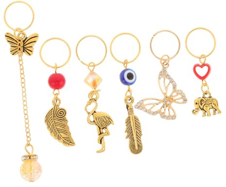 WRITWAA 6stücke Haarspiralen Ringe Dreadlocks-schmuck Haarmanschette Crystal Loc Haarschmuck Für Zöpfe Schmetterlings Und Blattdesign Zinklegierung Multifunktional