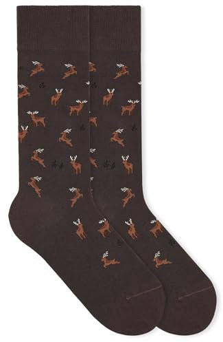 von Jungfeld - 1er Set Motiv Socken mit Reindeer Chestnut Brown Icon - Bunte Socken in Gr.35-38